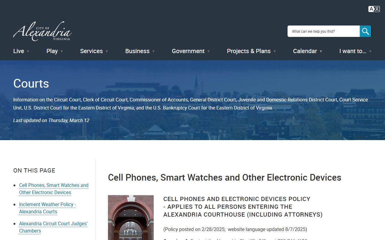 Alexandria Virginia Booking Releases Circuit Court