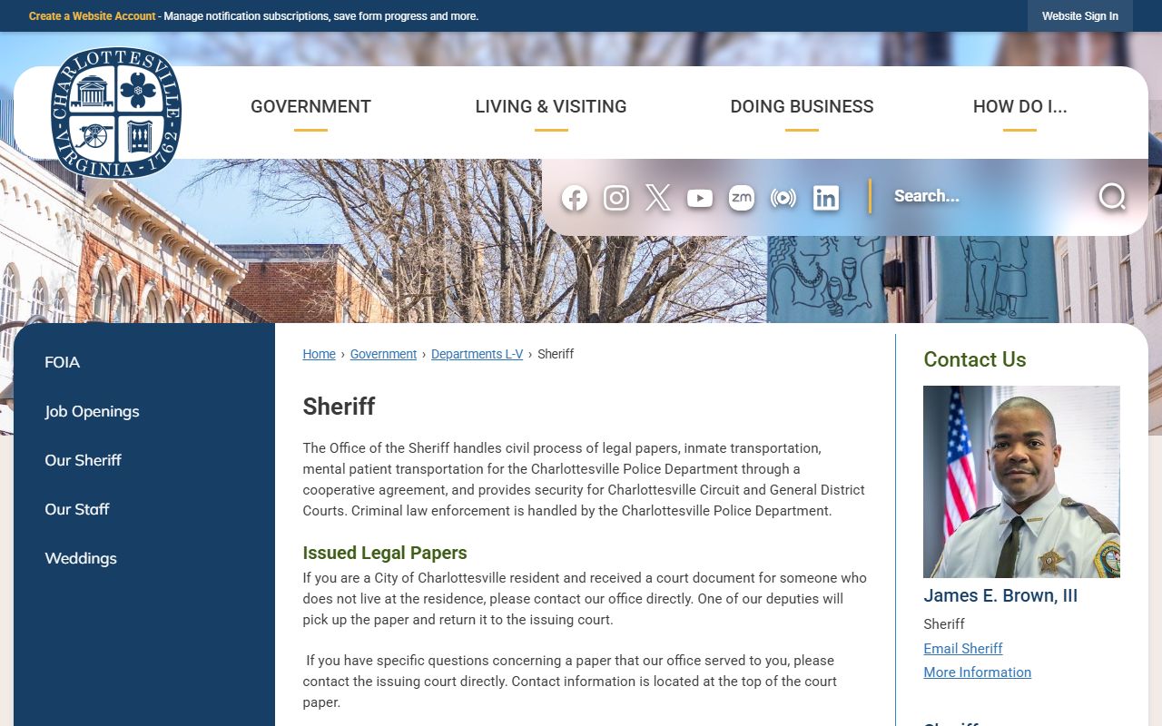 Charlottesville Virginia Booking Releases Sheriff Office