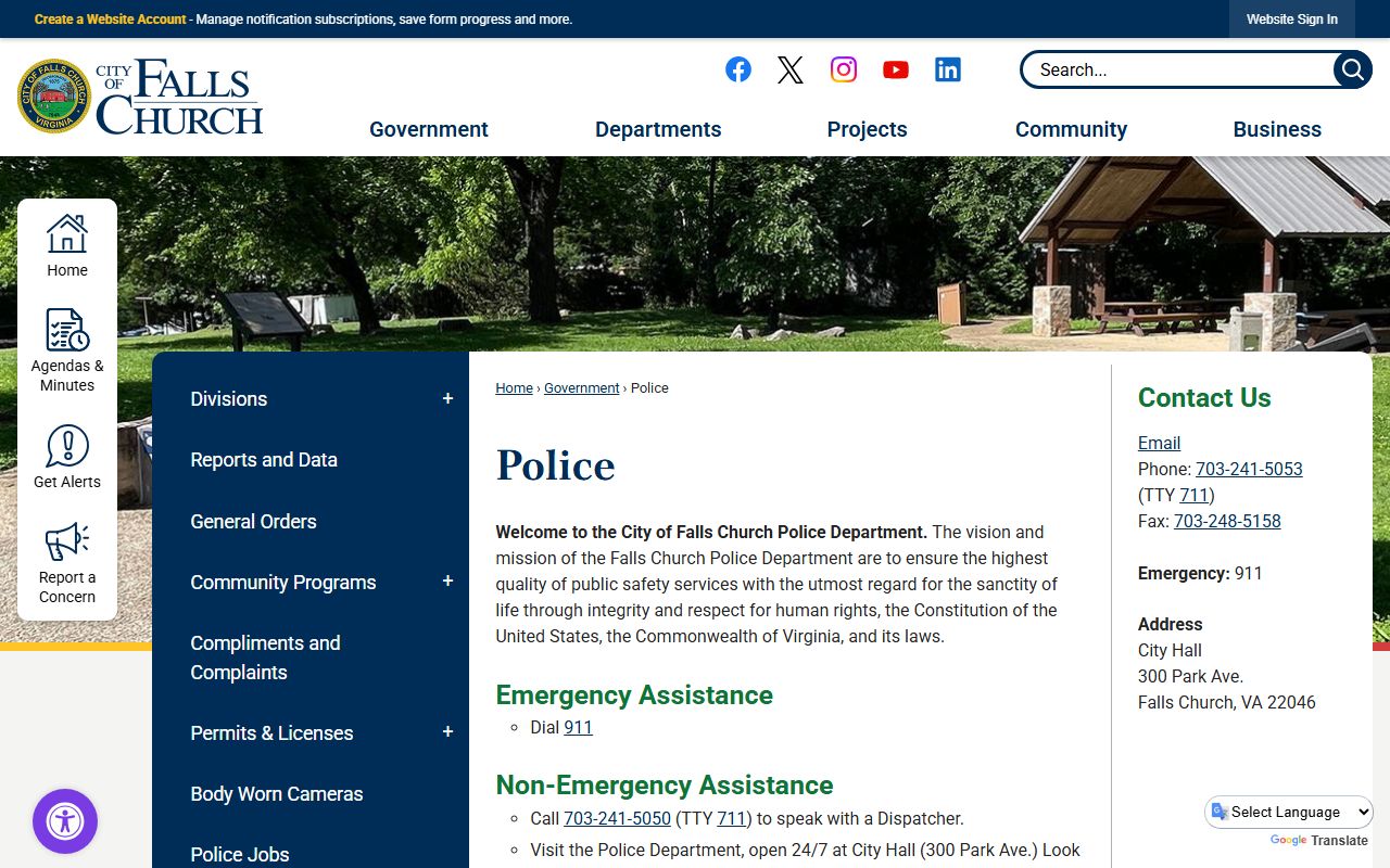 Falls Church Virginia Booking Releases Police Department