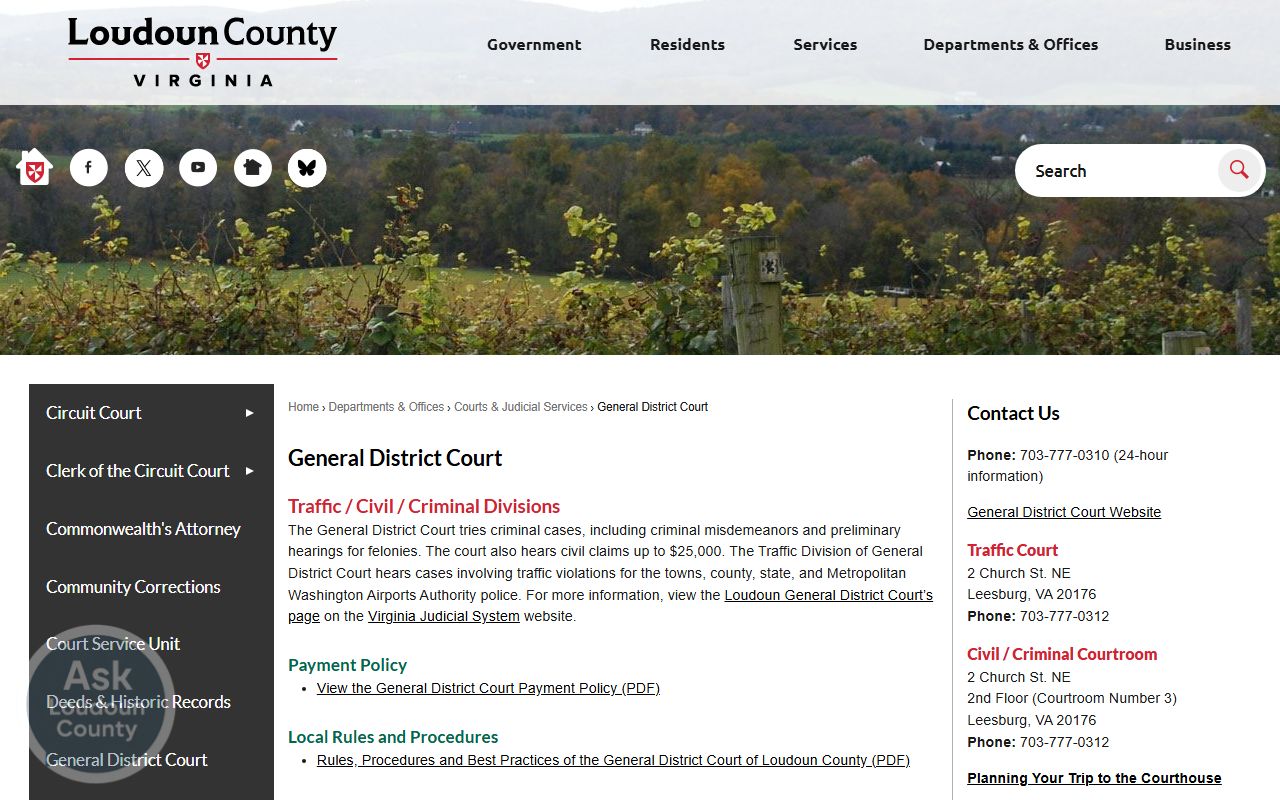 Loudoun County Virginia Booking Releases - Loudoun County General District Court
