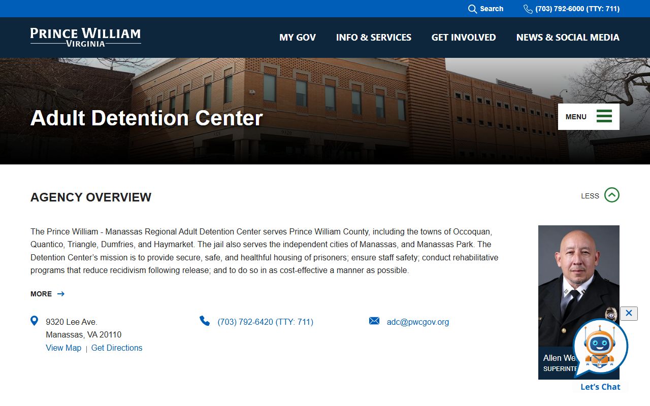 Prince William County Virginia Booking Releases - Prince William-Manassas Regional Adult Detention Center