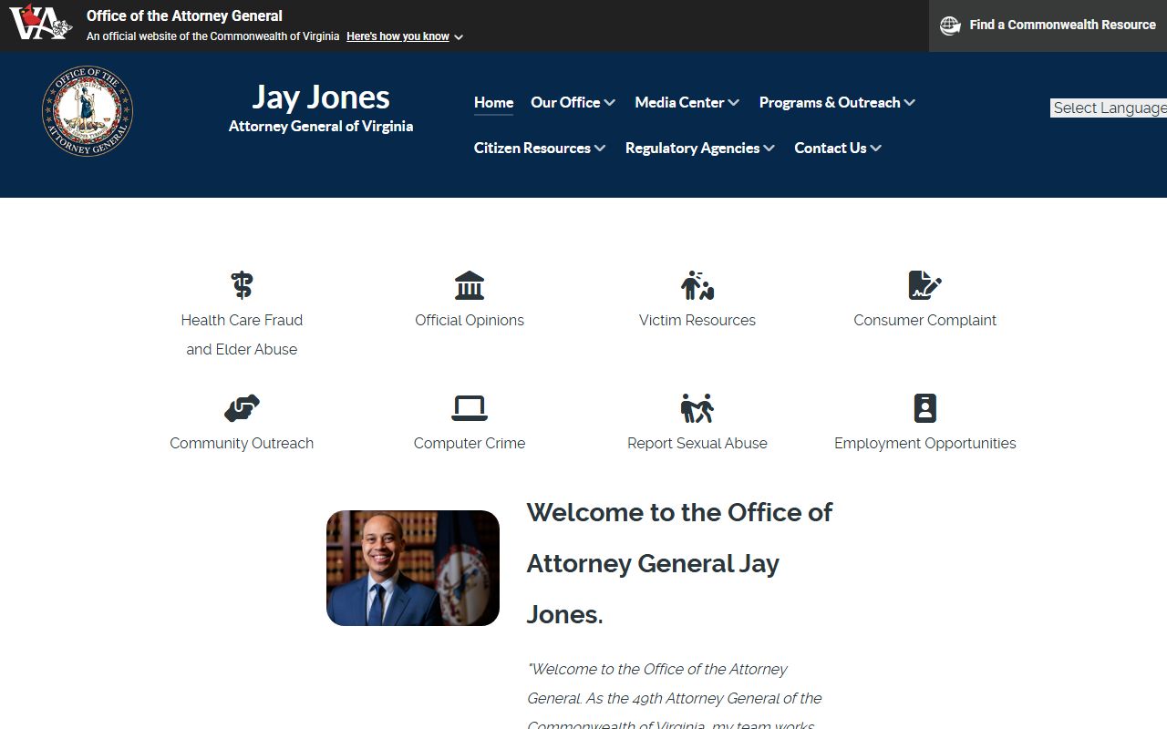 Virginia Booking Releases Attorney General victim notification page
