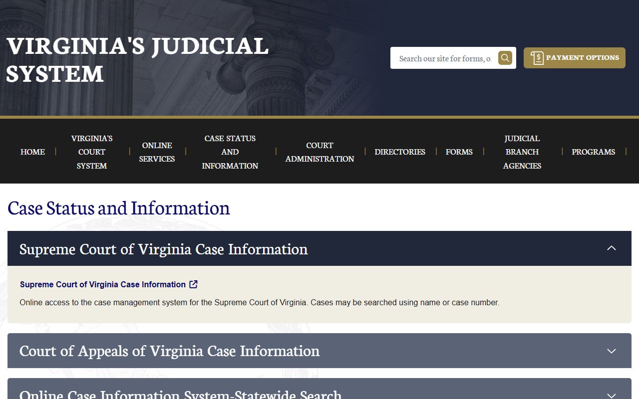 Virginia Booking Releases court case information portal