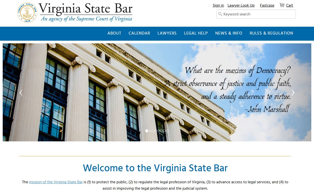 Virginia Booking Releases Virginia State Bar page